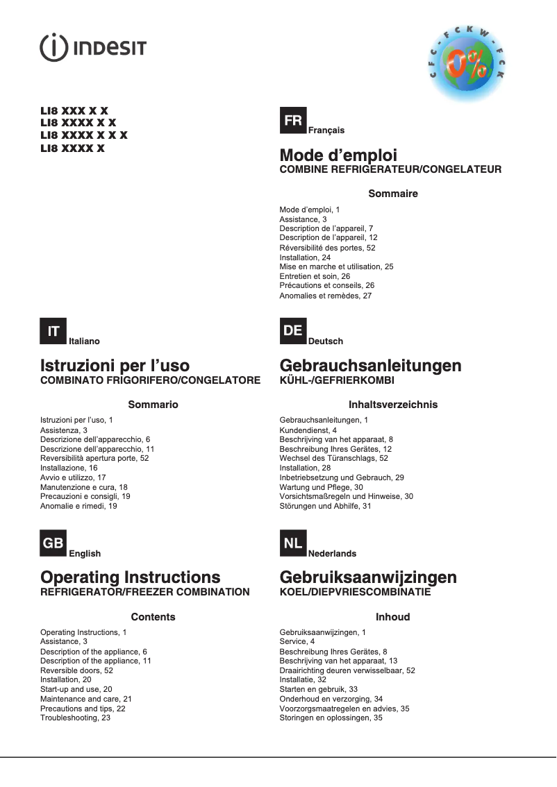 Page n°1 - Manuel utilisateur Indesit LI8 FF1O K H