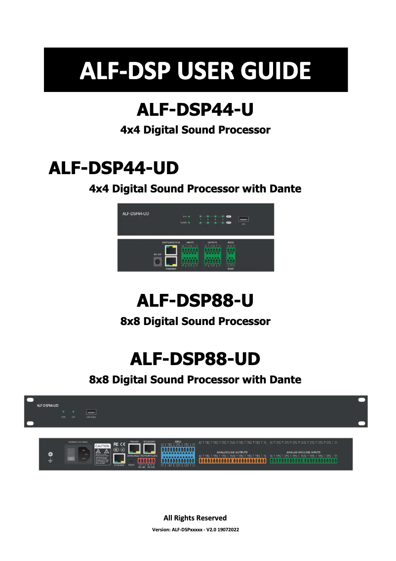 Page n°1 - Manuel utilisateur Alfatron ALF-DSP44-UD