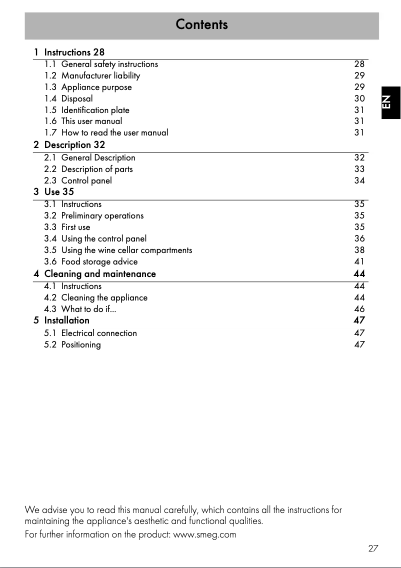 Page 1 de la notice Mode d'emploi Smeg CVF338XS