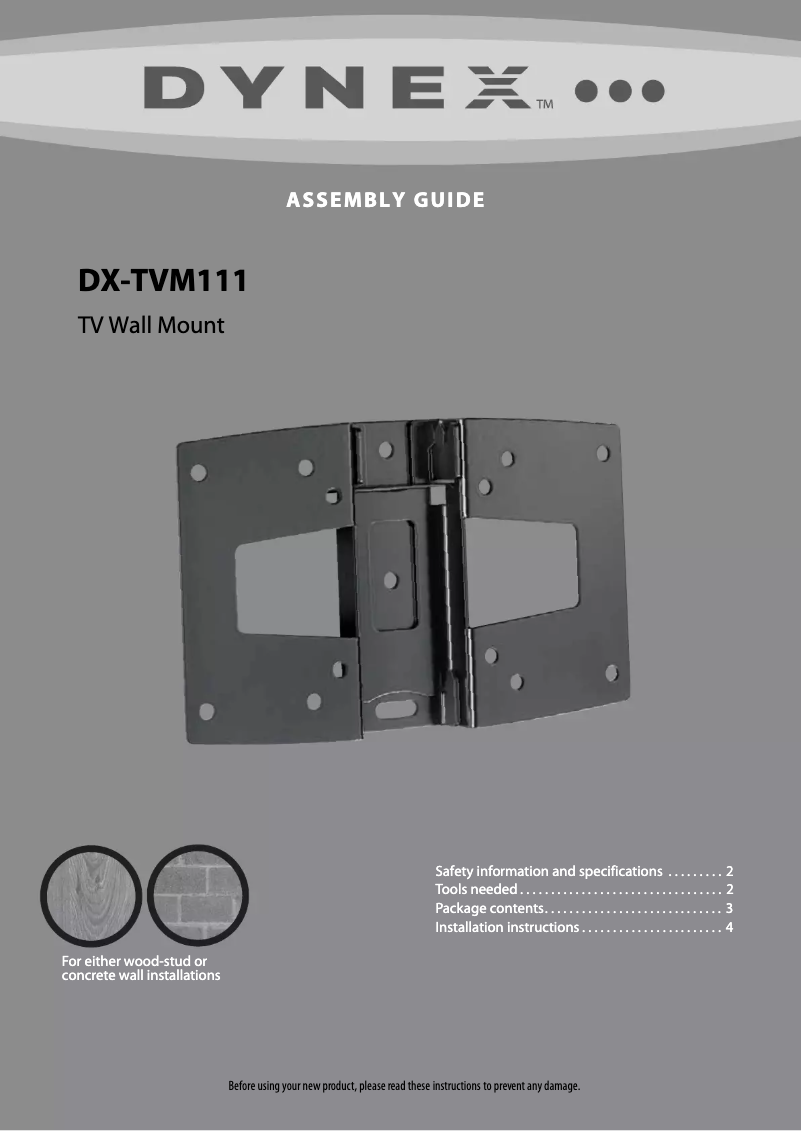 Page 1 de la notice Manuel utilisateur Dynex DX-TVM111