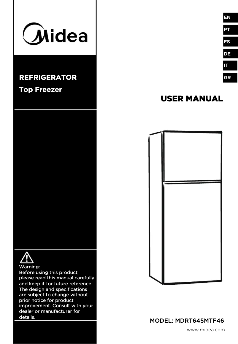Image de la première page du manuel de l'appareil MDRT645MTF46