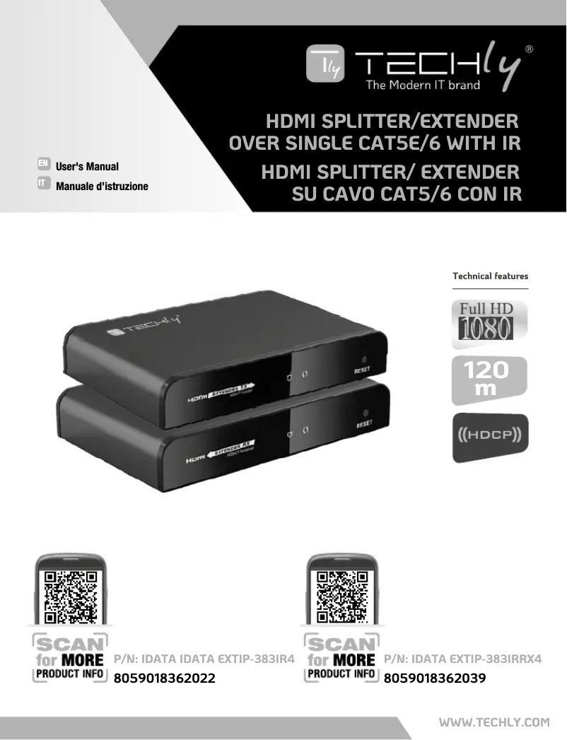 Page 1 de la notice Manuel utilisateur Techly IDATA EXTIP-383IR4