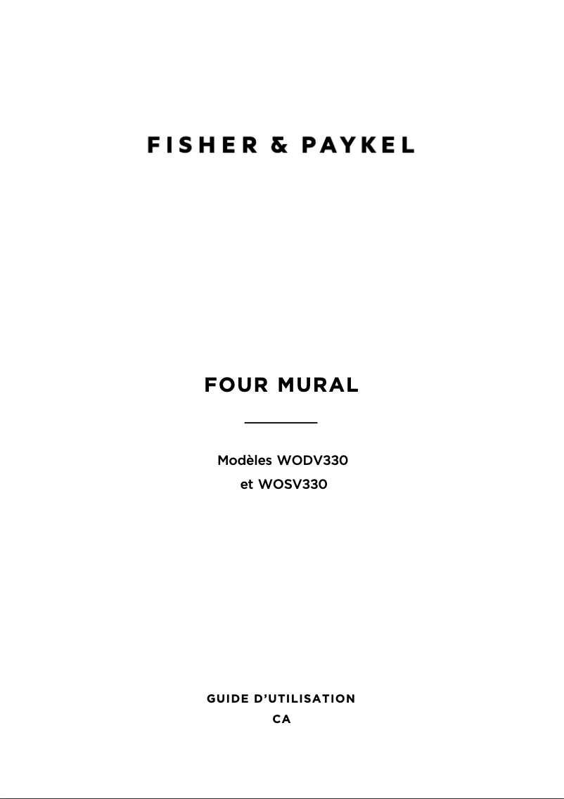 Page 1 de la notice Manuel utilisateur Fisher & Paykel WODV330
