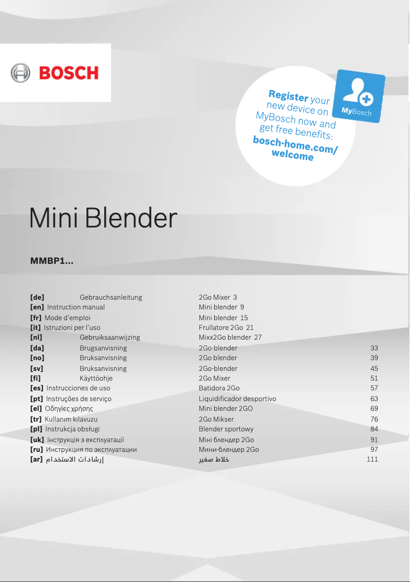 Page 1 de la notice Manuel utilisateur Bosch YourCollection MMBP1000