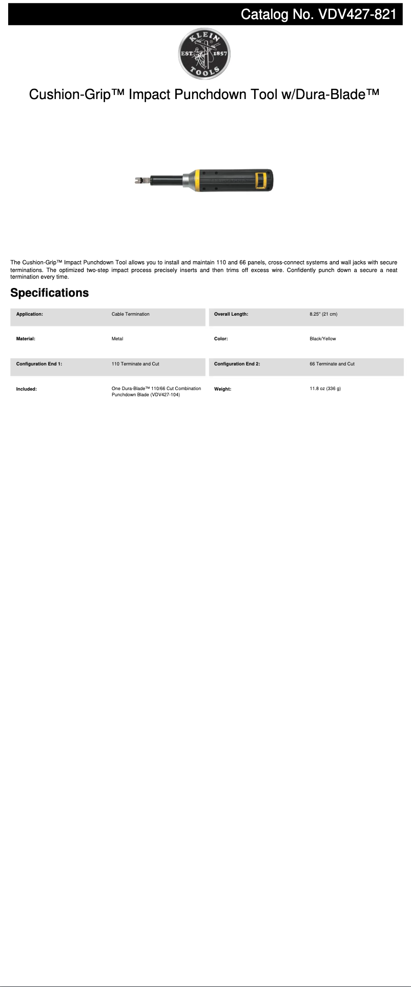 Image de la première page du manuel de l'appareil VDV427-821