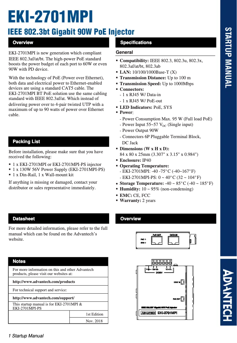 Image de la première page du manuel de l'appareil EKI-2701MPI-AE