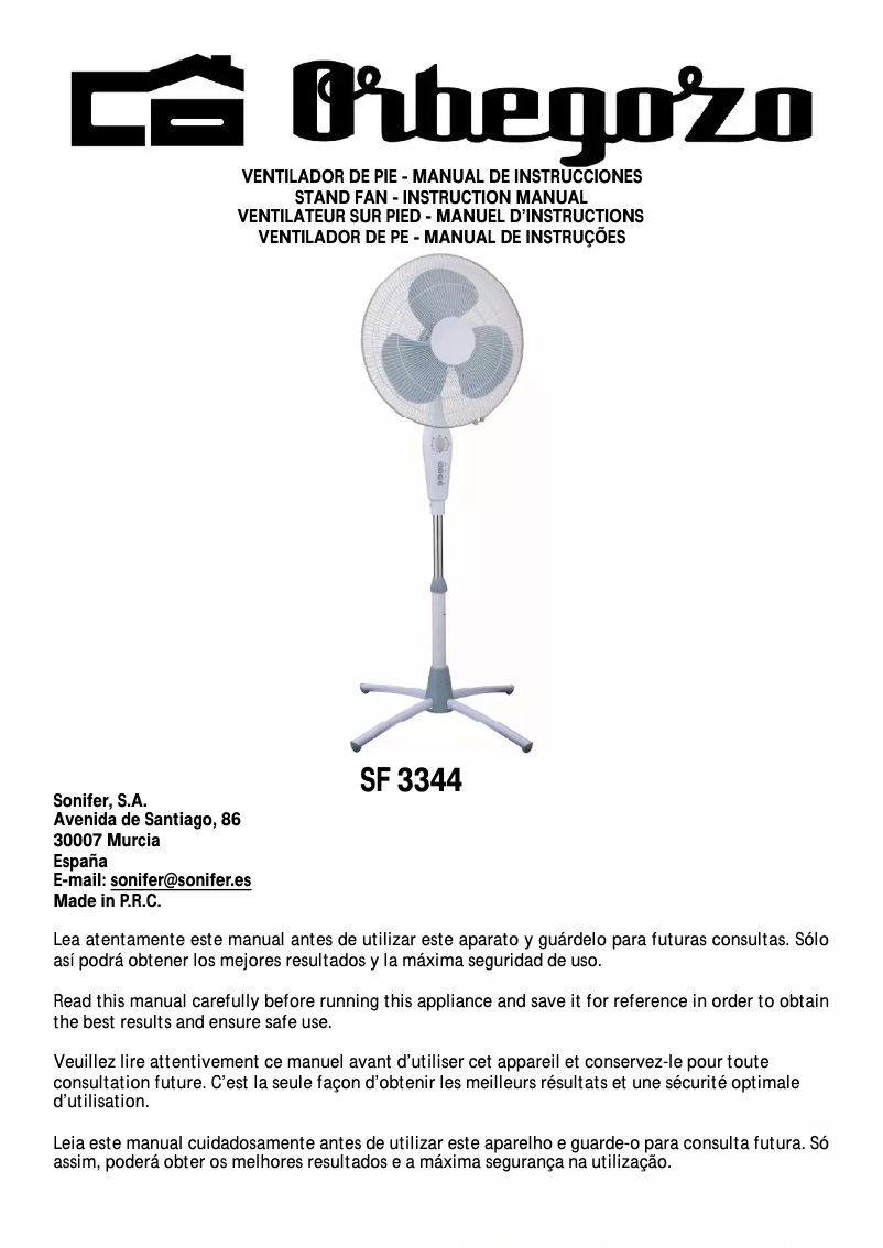 Page 1 de la notice Manuel utilisateur Orbegozo SF 3344