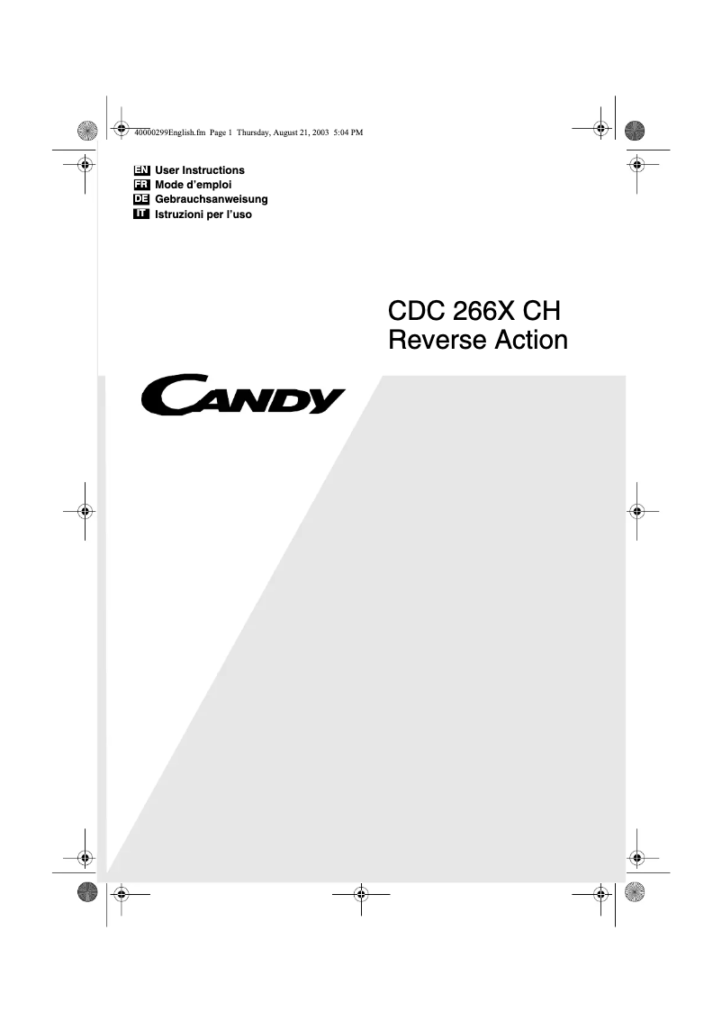 Page n°1 - Manuel utilisateur Candy CDC 266 X