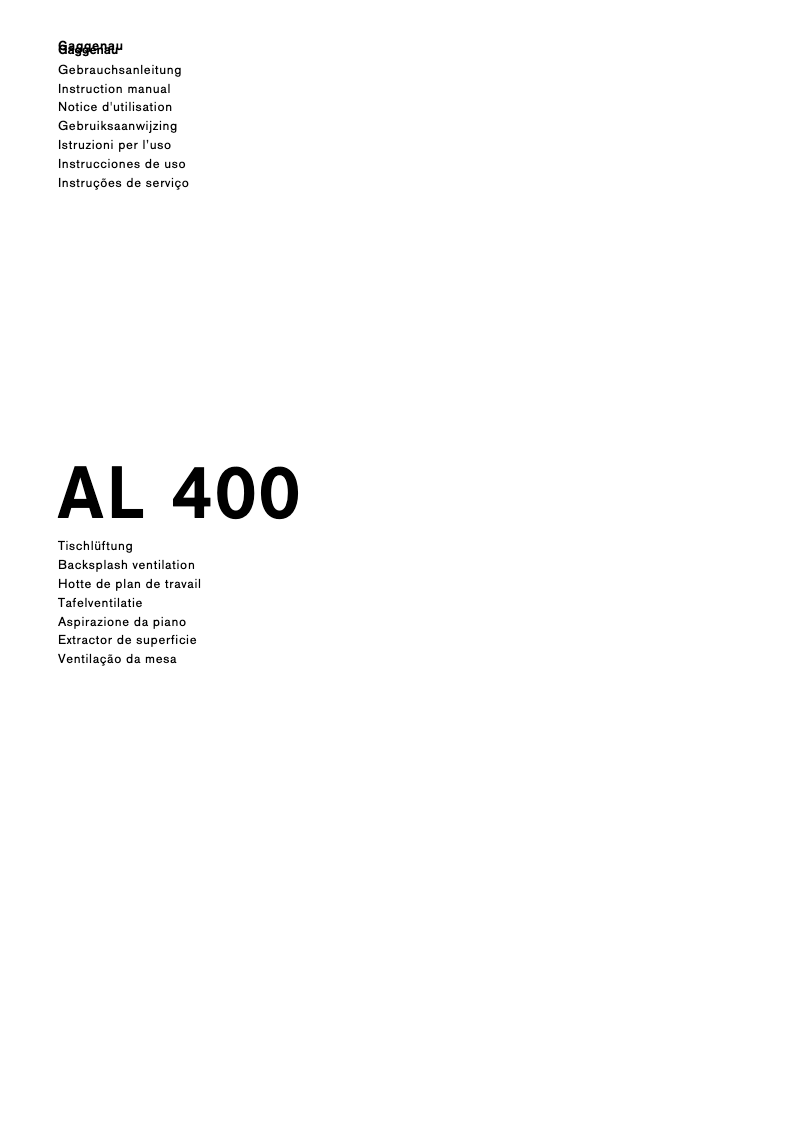 Página 1 del manual Manual de usuario Gaggenau AL400121