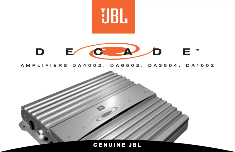Page n°1 - Manuel utilisateur JBL Decade DA6502