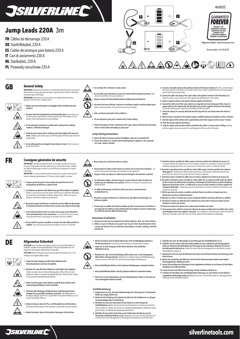 Page 1 de la notice Manuel utilisateur Silverline 465032