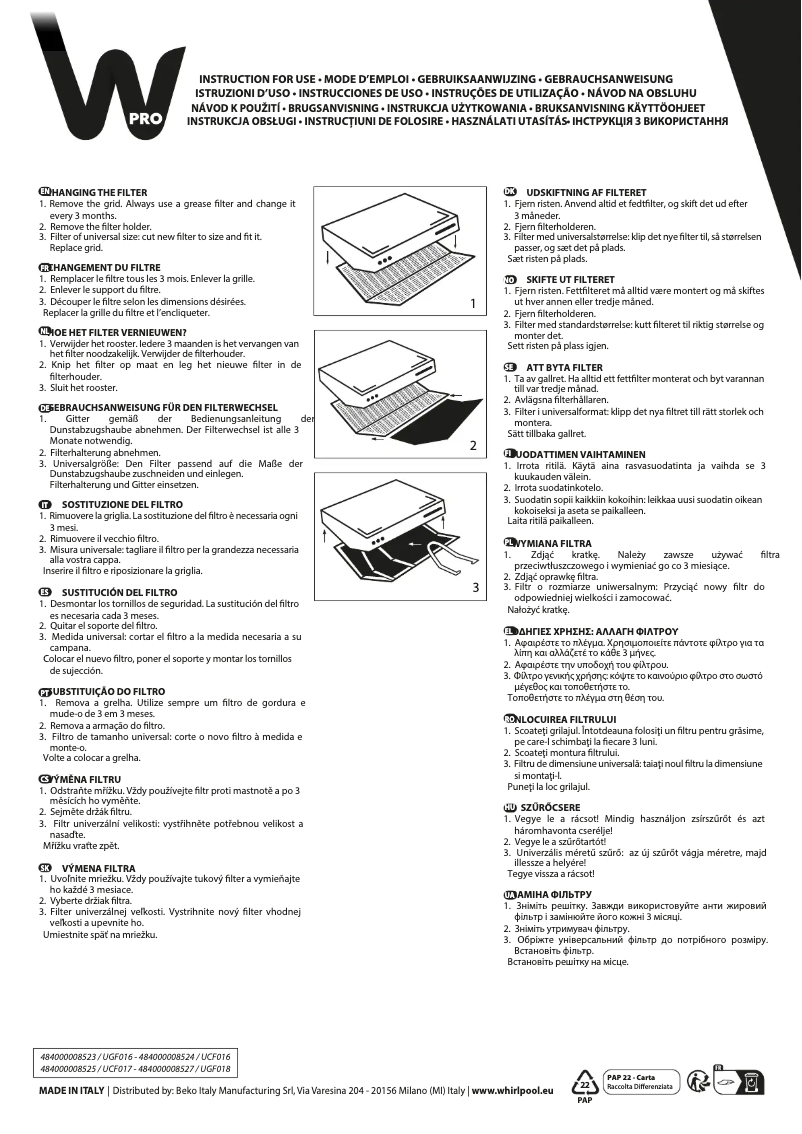 Page 1 de la notice Manuel utilisateur Privileg UCF017