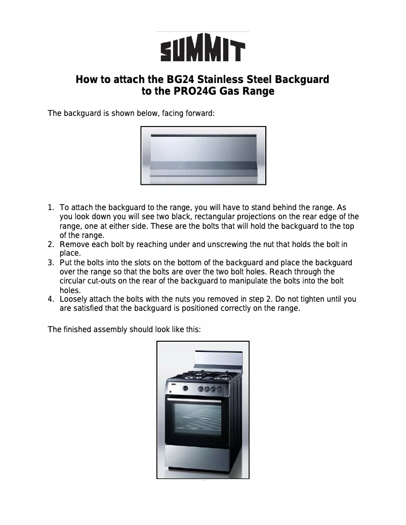 Page 1 de la notice Mode d'emploi Summit PRO24G