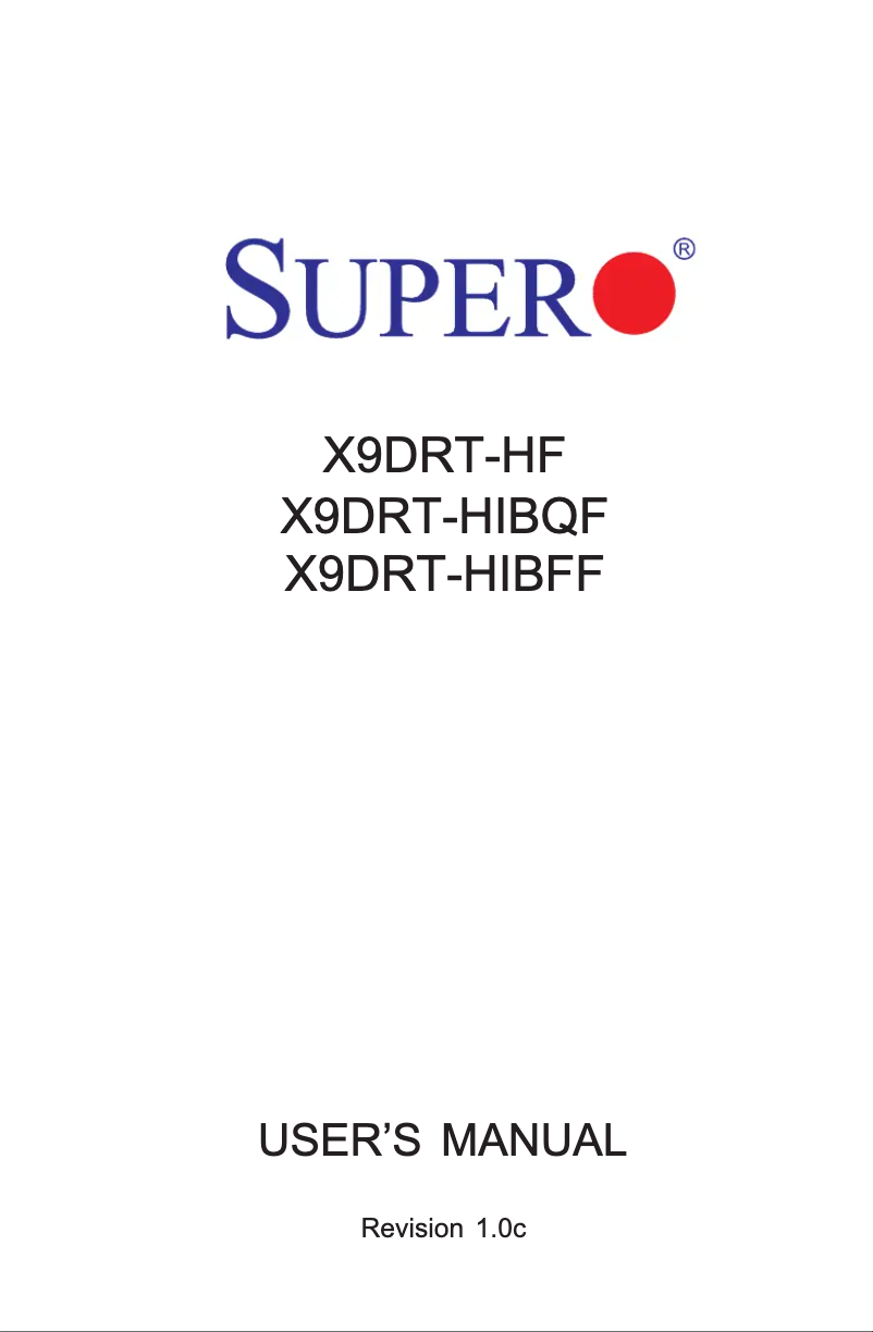 Page 1 de la notice Manuel utilisateur Supermicro X9DRT-HIBFF