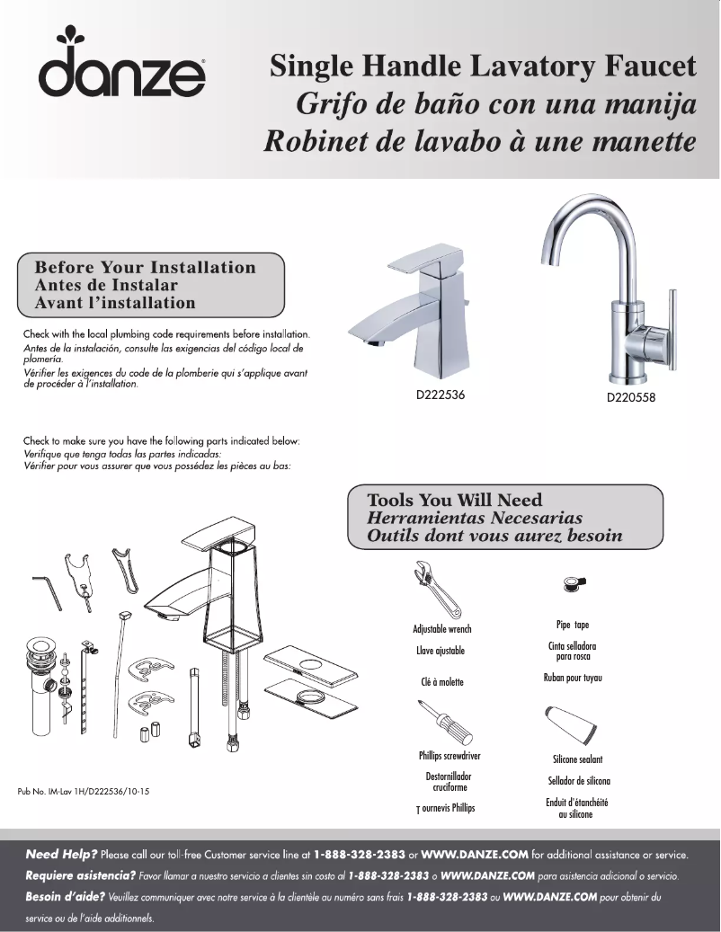 Page n°1 - Manuel utilisateur Danze D220558