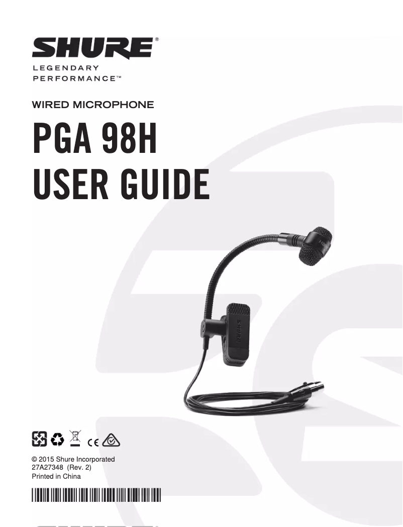 Page n°1 - Manuel utilisateur Shure PGA98H
