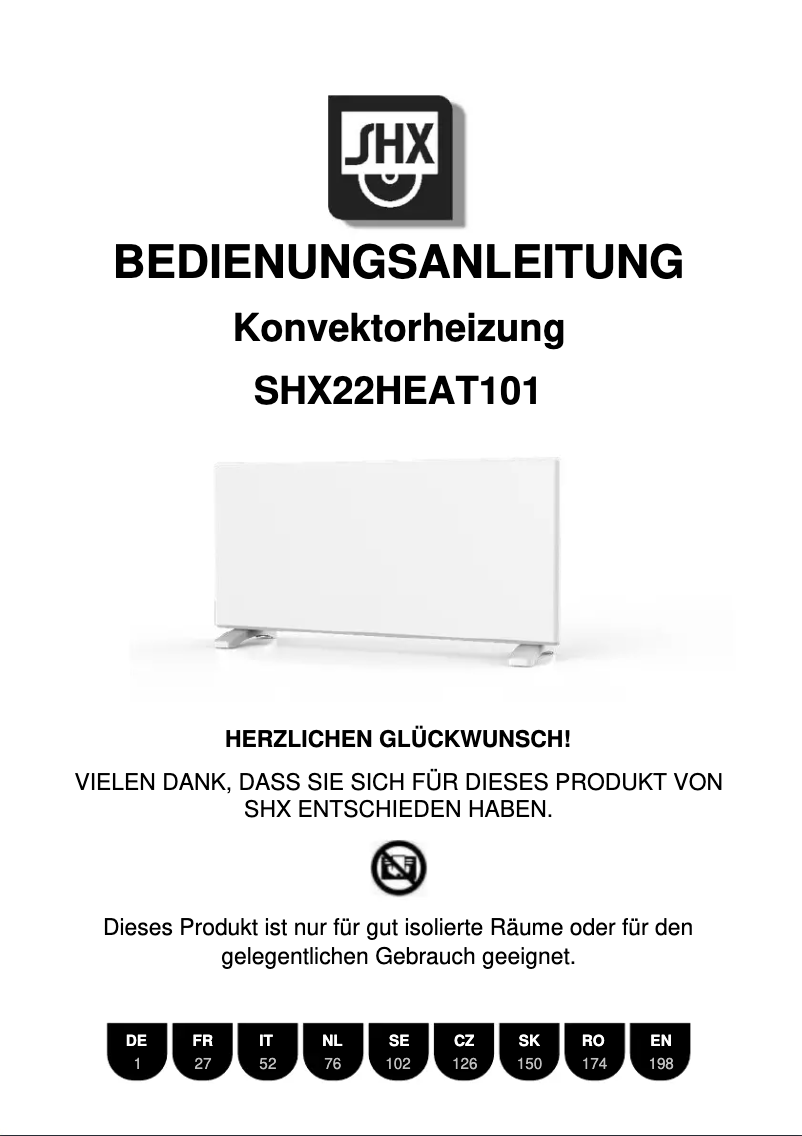 Page 1 de la notice Manuel utilisateur SHX SHX22HEAT100