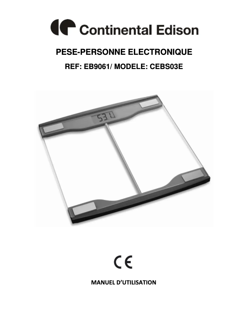 Page 1 de la notice Manuel utilisateur Continental Edison CEBS03E