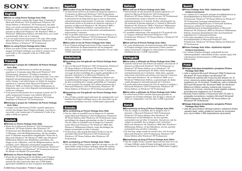 Page n°1 - Manuel utilisateur Sony DCR-HC85