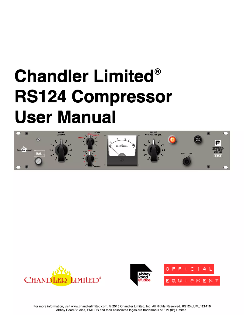 Page n°1 - Manuel utilisateur Chandler Limited RS124