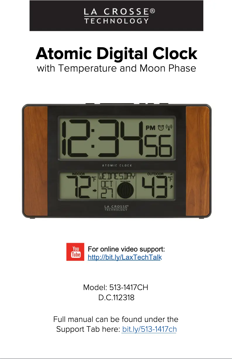 Page 1 de la notice Manuel utilisateur La Crosse Technology 513-1417CH
