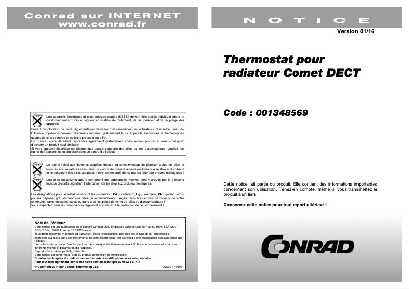 Image de la première page du manuel de l'appareil Comet DECT