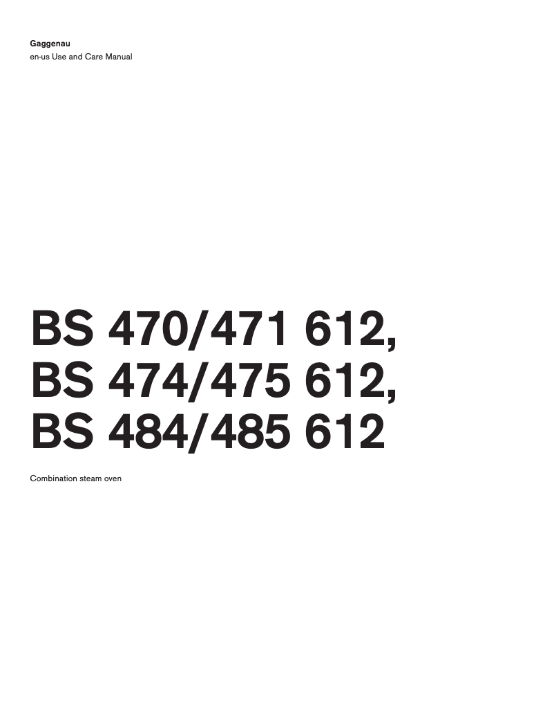 Página 1 del manual Manual de uso y mantenimiento Gaggenau BS470612
