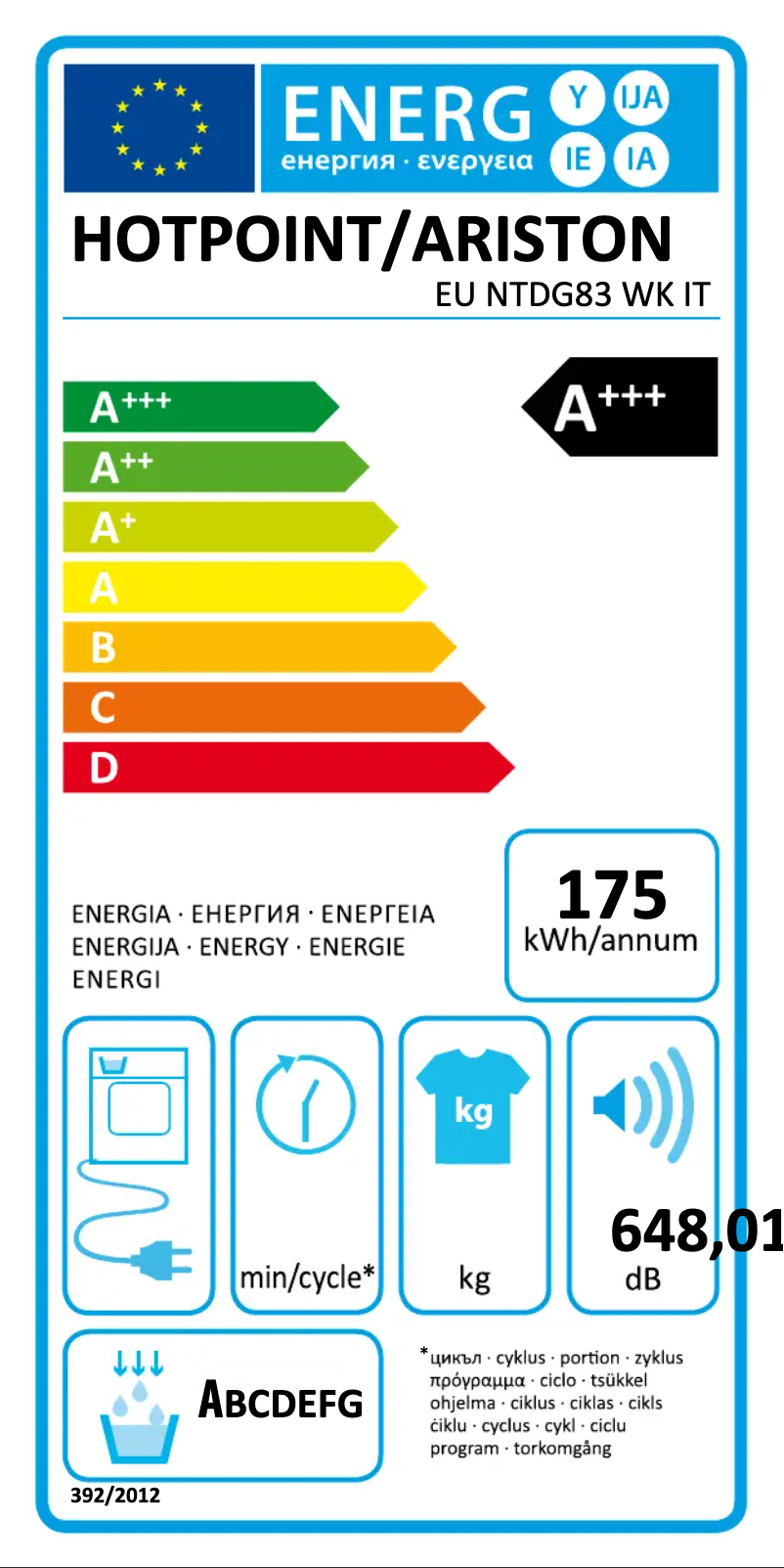 Image de la première page du manuel de l'appareil EU NTDG83 WK IT
