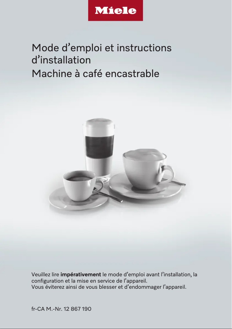 Page n°1 - Manuel utilisateur Miele CVA 7370