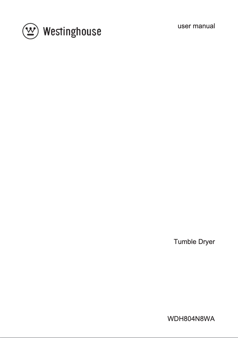 Page n°1 - Manuel utilisateur Westinghouse WDH804N8WA