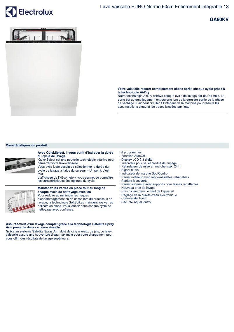 Page n°1 - Fiche technique Electrolux GA60KV