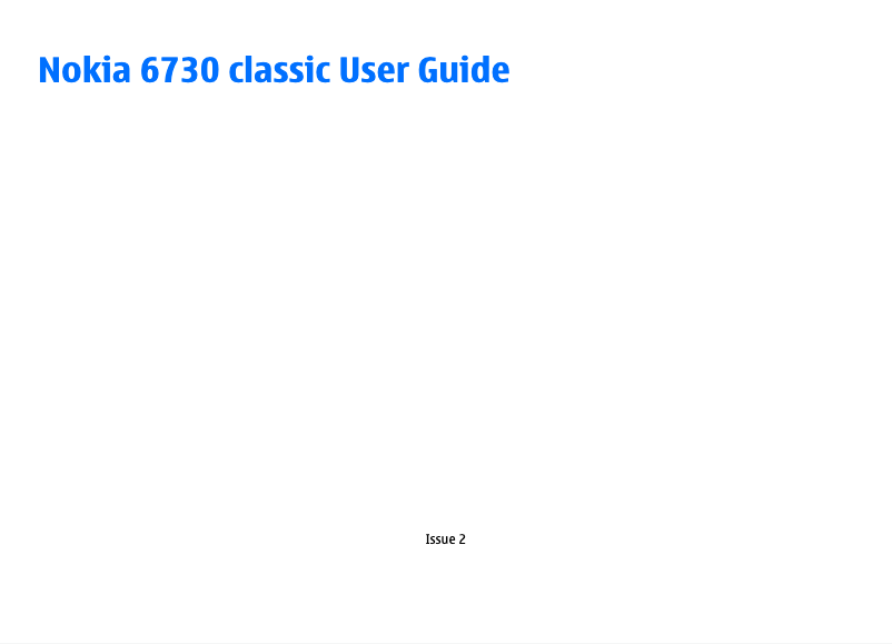 Page 1 de la notice Manuel utilisateur Nokia 6730 Classic