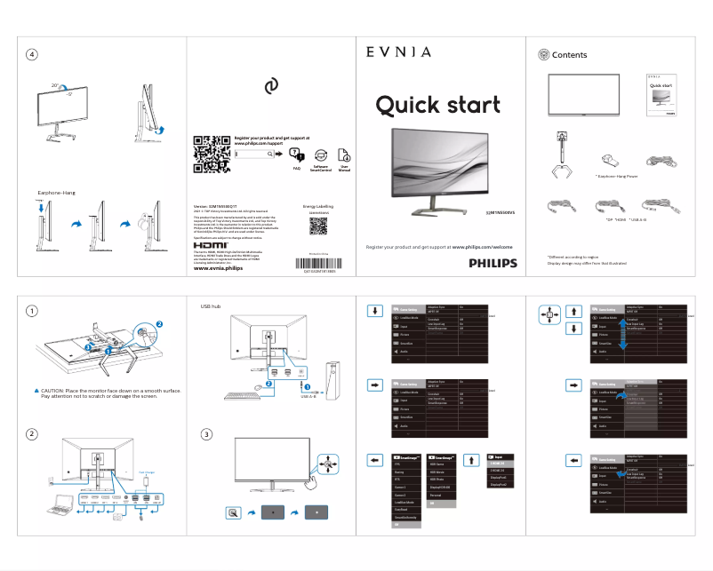 Page 1 de la notice Guide de démarrage rapide Philips Evnia 32M1N5500VS