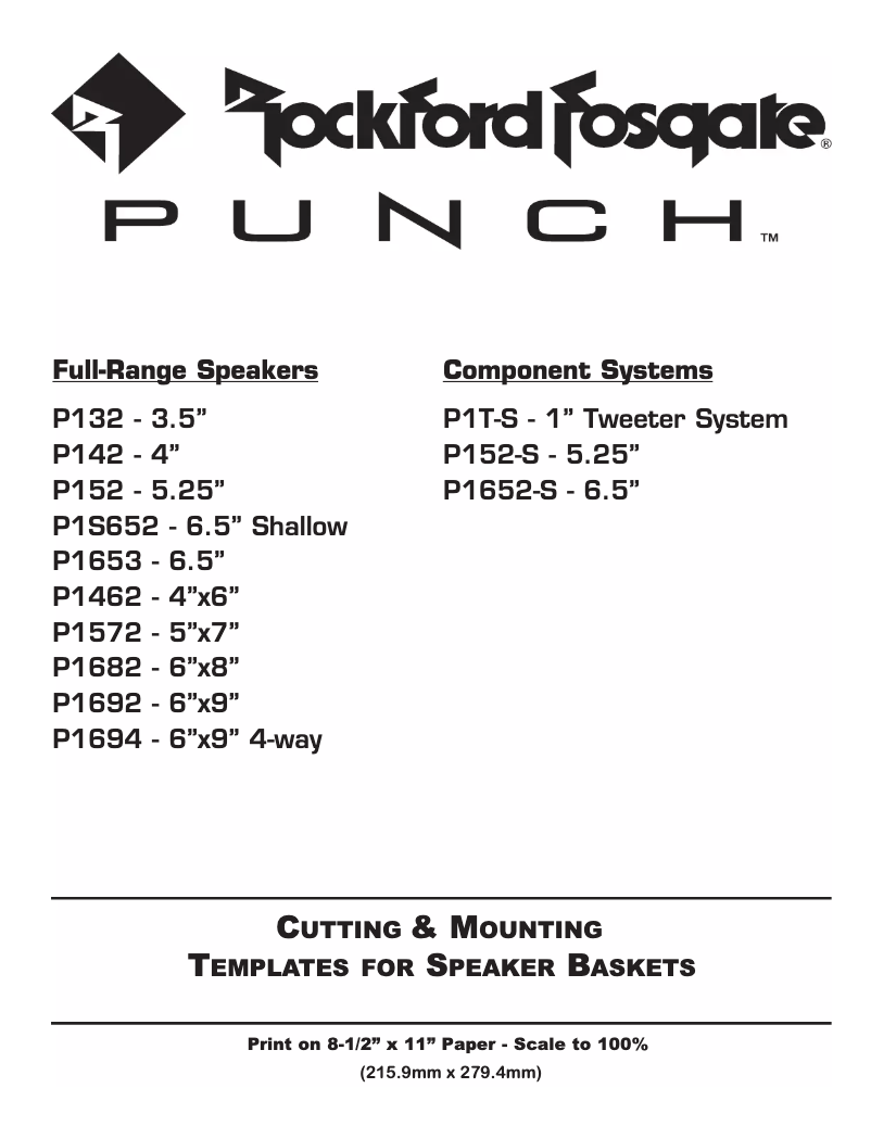 Page n°1 - Mode d'emploi Rockford Fosgate Punch P152-S