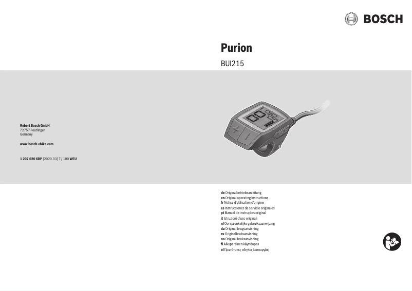Page 1 de la notice Manuel utilisateur Bosch Purion BUI215
