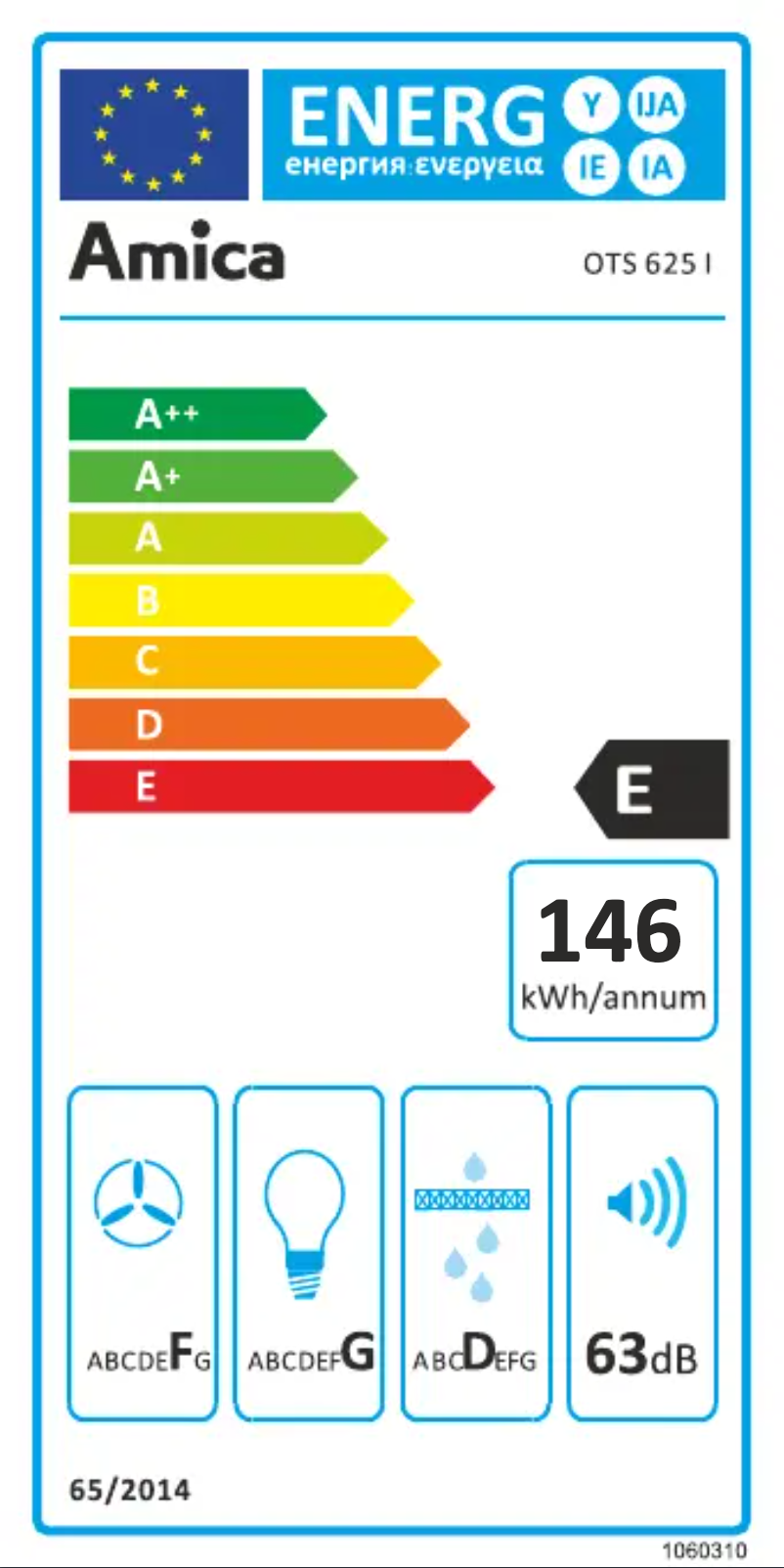 Page n°1 - Label énergétique Amica OTS625I