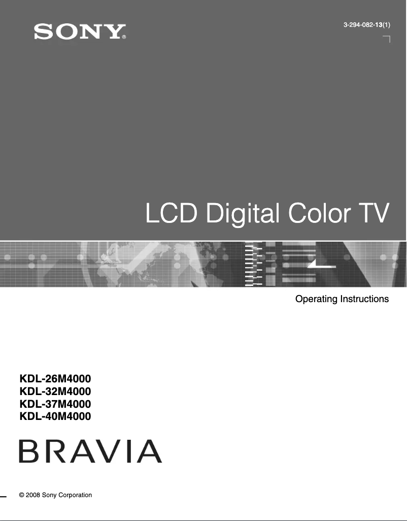 Page n°1 - Manuel utilisateur Sony Bravia KDL-37M4000