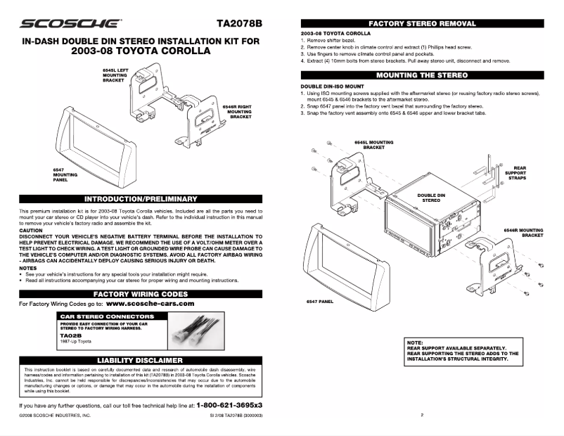 Page 1 de la notice Manuel utilisateur Scosche TA2078B