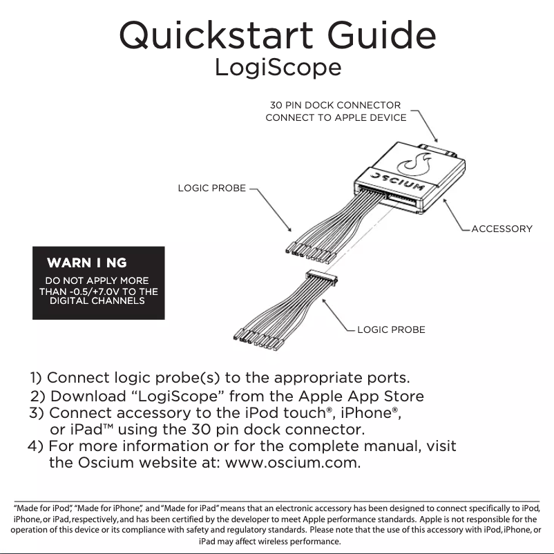 Page 1 de la notice Manuel utilisateur Oscium LogiScope