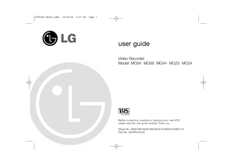 Page 1 de la notice Manuel utilisateur LG GD951NS