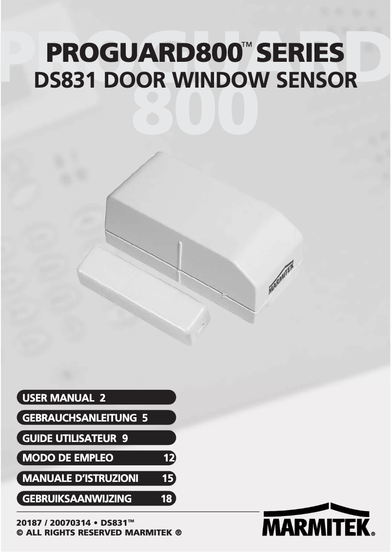 Page 1 de la notice Manuel utilisateur Marmitek DS831