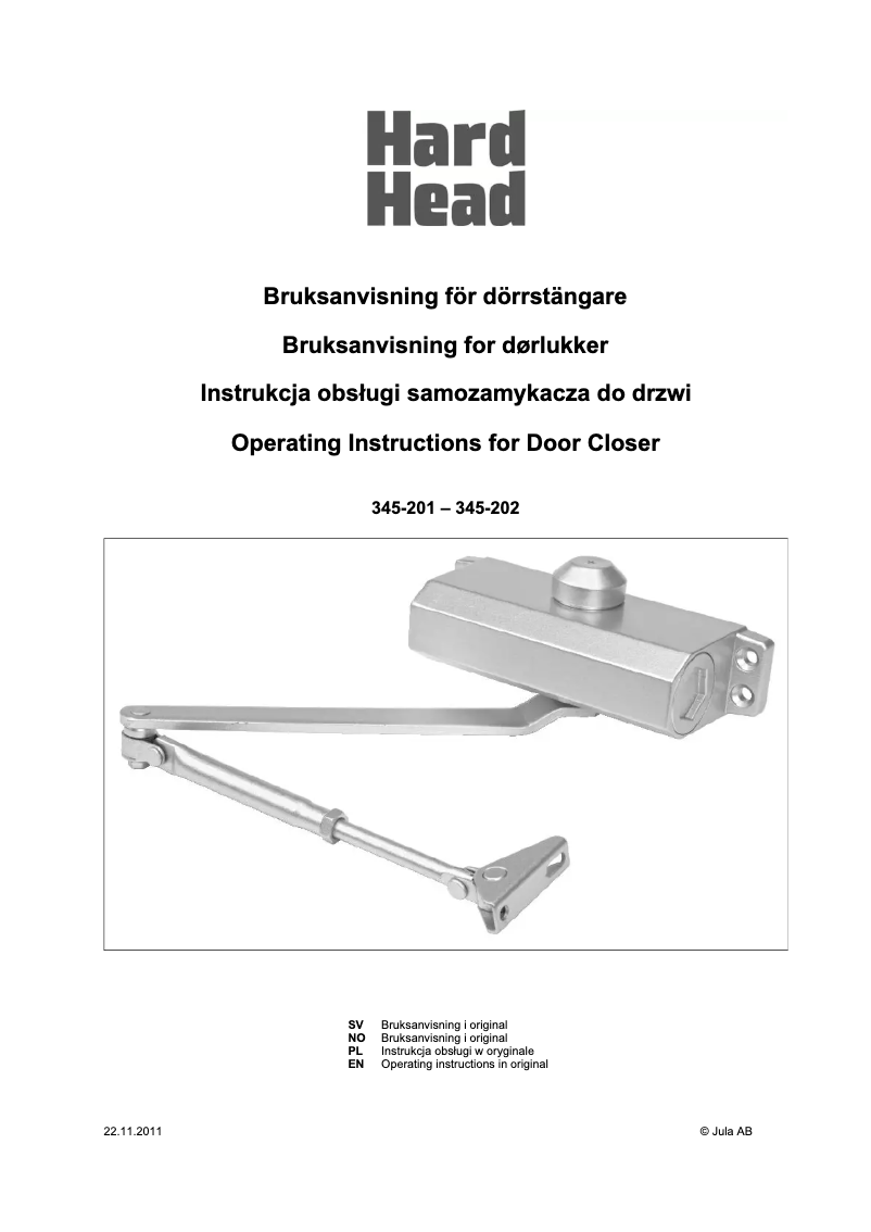 Page 1 de la notice Manuel utilisateur Hard Head 345-201