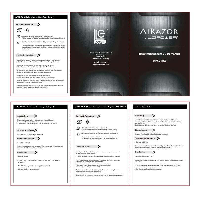 Page n°1 - Manuel utilisateur LC-Power mPAD-RGB