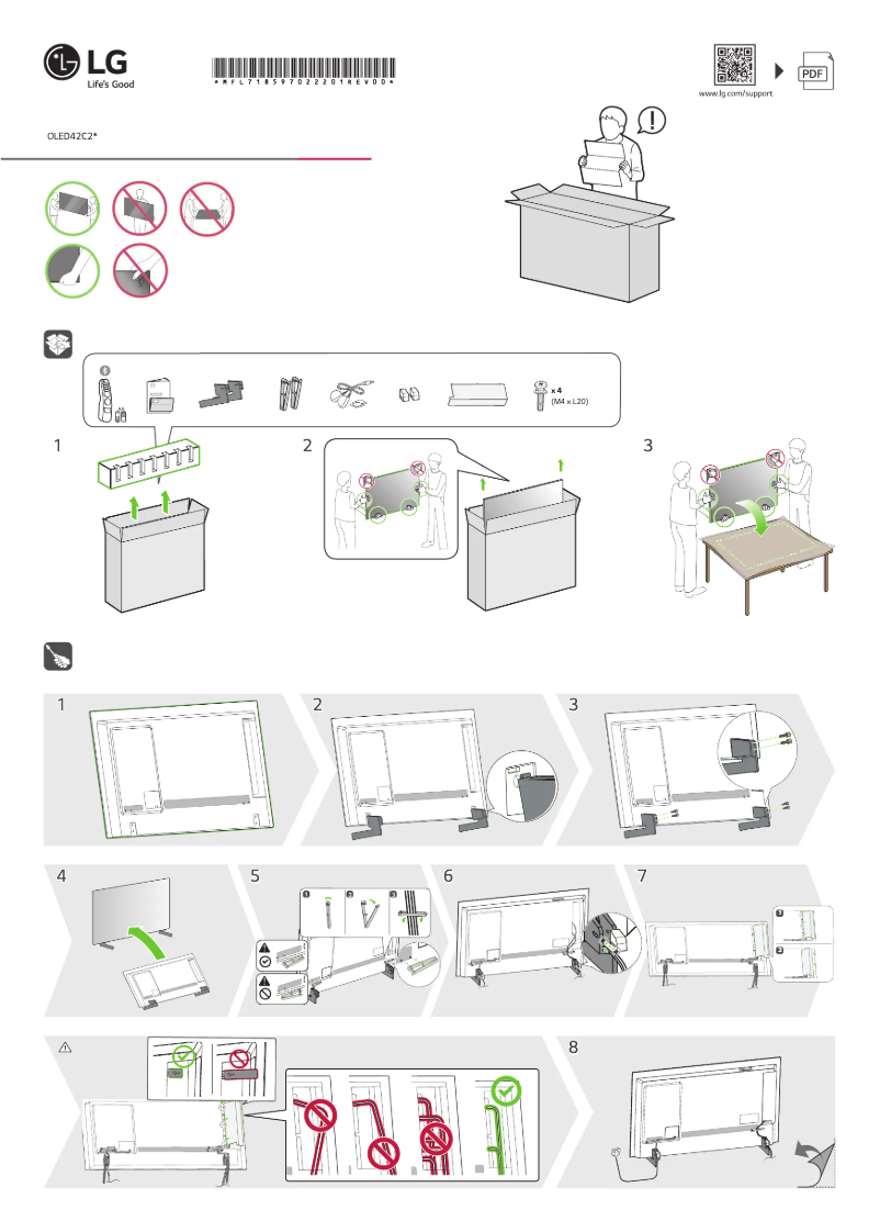 Page 1 de la notice Guide d'installation LG OLED42C21LA