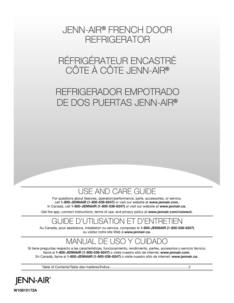 Page n°1 - Manuel d'utilisation et d'entretien JennAir JFFCC72EFP