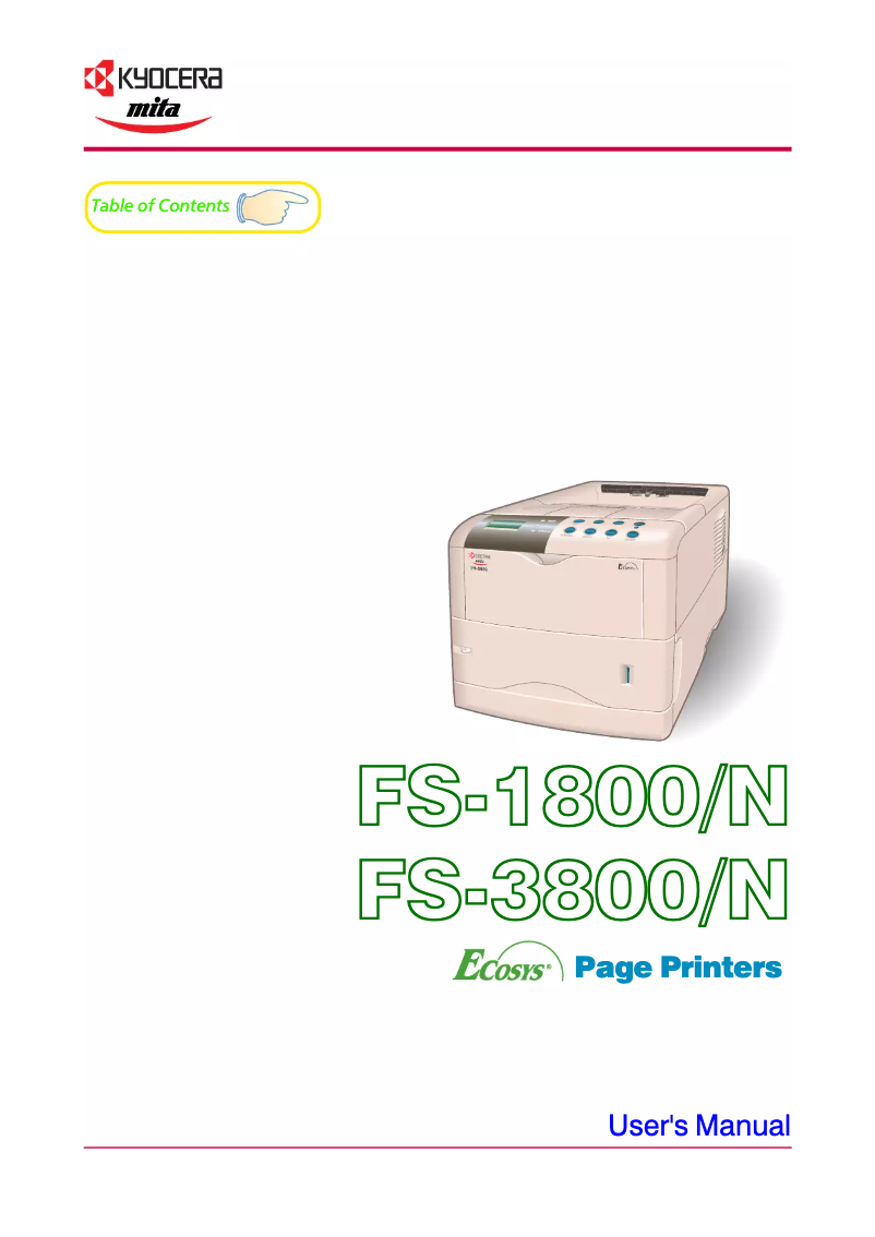 Page 1 de la notice Manuel utilisateur Kyocera FS-1800/N