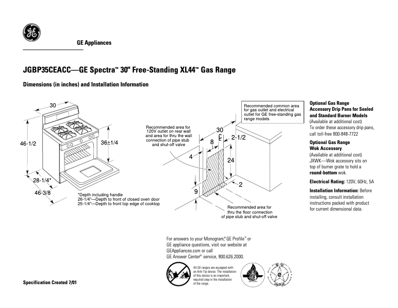 Image de la première page du manuel de l'appareil Spectra JGBP35CEACC
