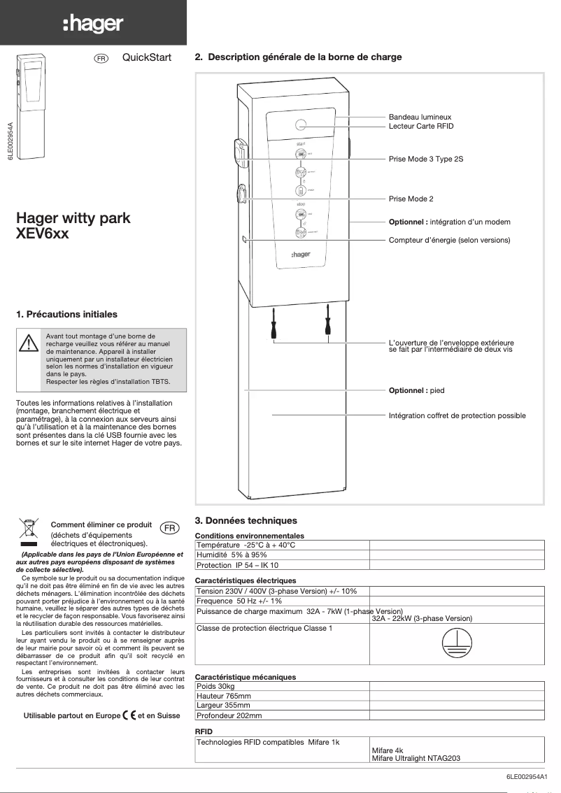 Page 1 de la notice Manuel utilisateur Hager XEV600
