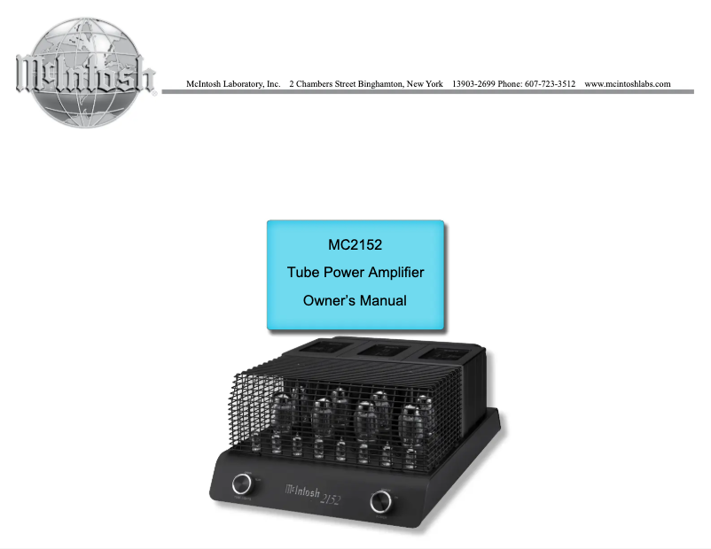 Page 1 de la notice Manuel utilisateur McIntosh MC2152