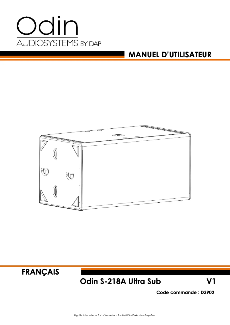 Image de la première page du manuel de l'appareil Odin S-218A